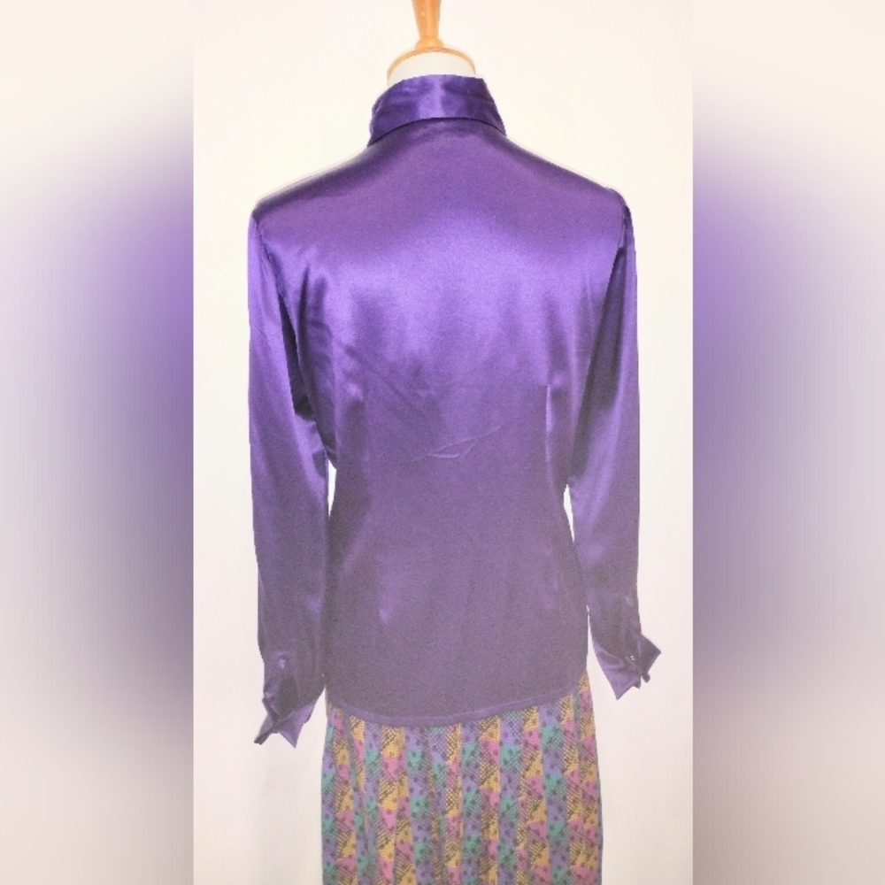 NICOLE SUMMERS SILK SATIN BLOUSE - Picture 4 of 6
